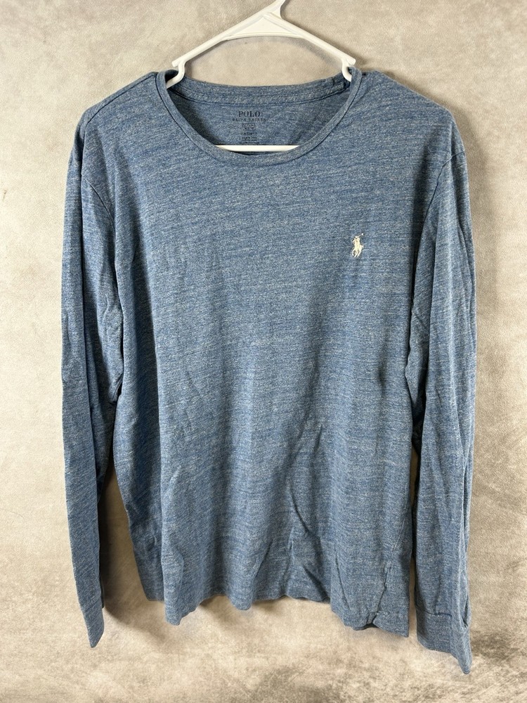 Polo Ralph Lauren Shirt Mens Large Blue Long Sleeve Crewneck Cotton Pullover