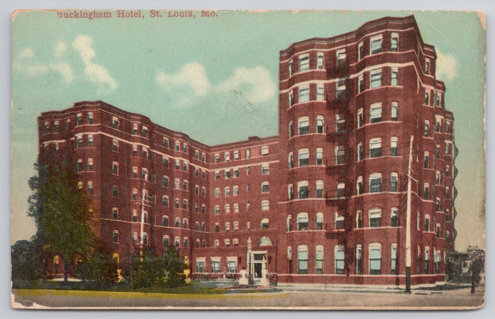 Buckingham Hotel St. Louis, MO Postcard 1912 Vintage Posted Missouri