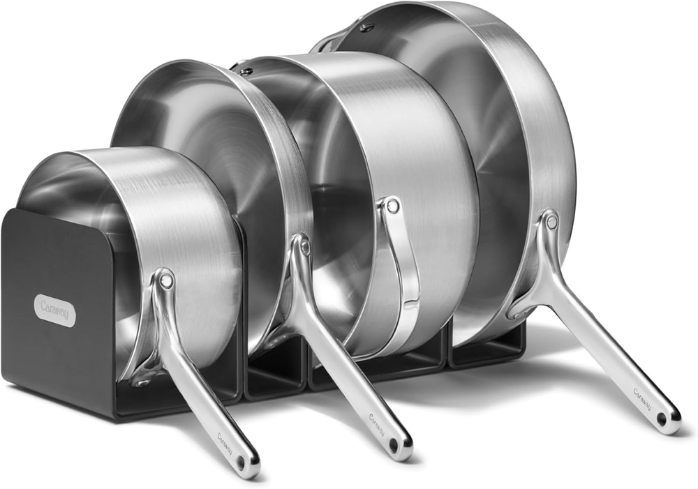 Caraway Stainless Steel Cookware Set – 12 Piece 5-Ply Stainless Steel Pots and P