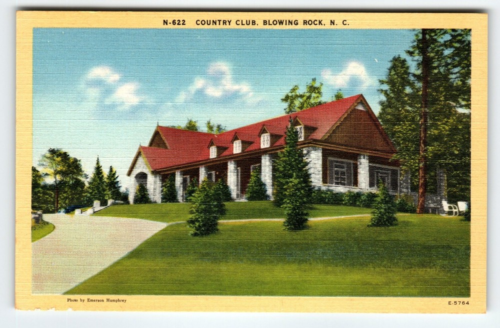 Country Club Building Blowing Rock North Carolina Linen Postcard Vintage Unused
