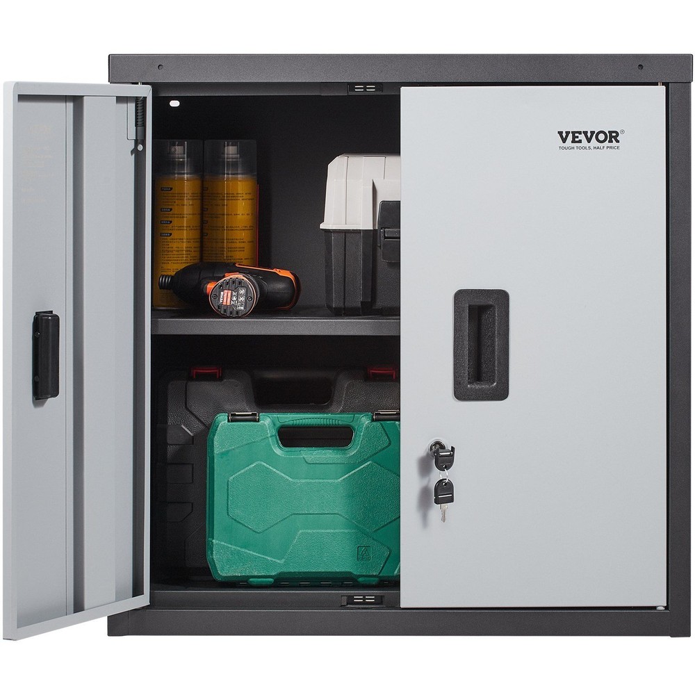 26-Inch Foldable Wall Cabinet with Adjustable Shelf, 240LB Capacity Metal Garage Storage