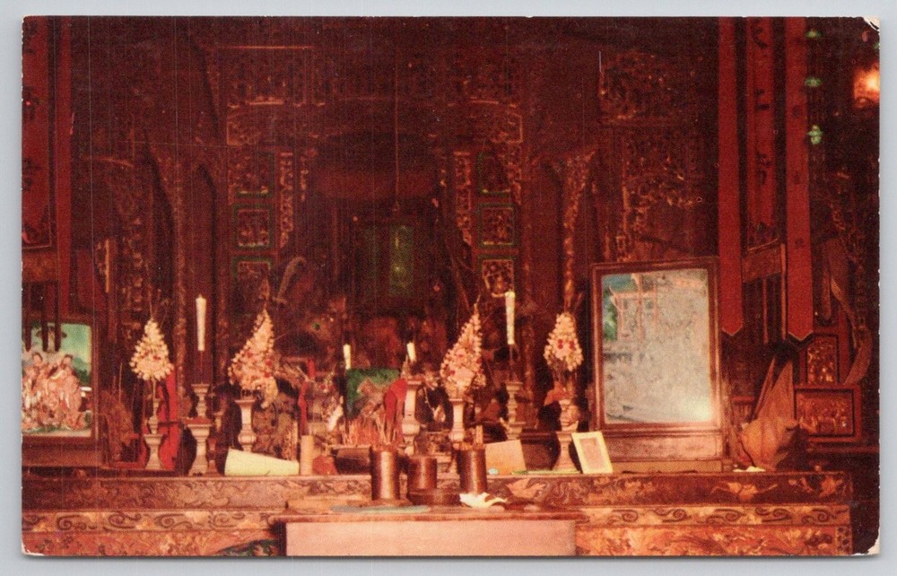 Weaverville California Chinese Joss House Interior Vintage Postcard