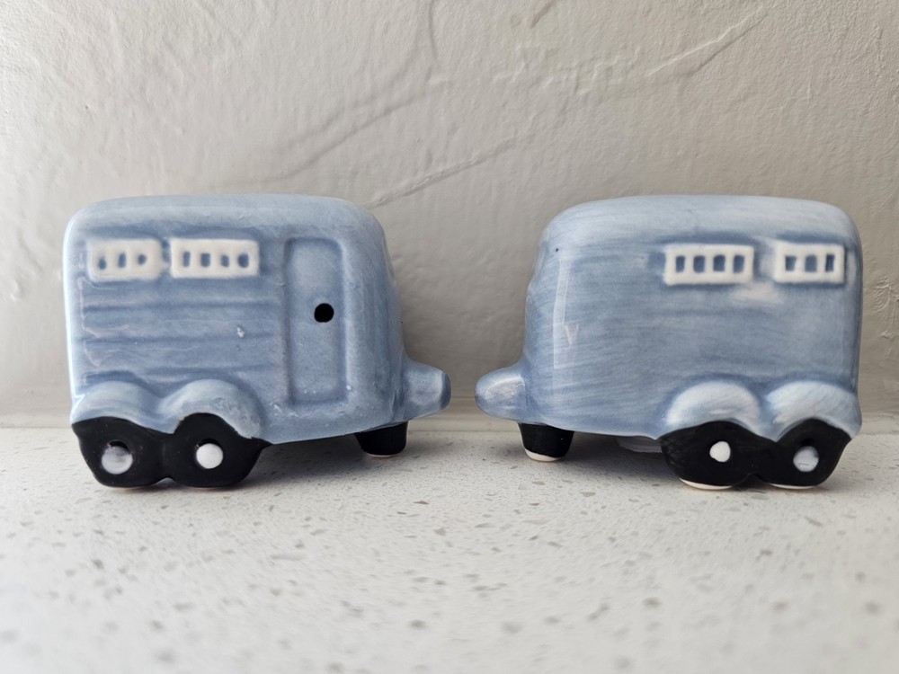 Cracker Barrel Mini Blue Campers Salt & Pepper Shakers New