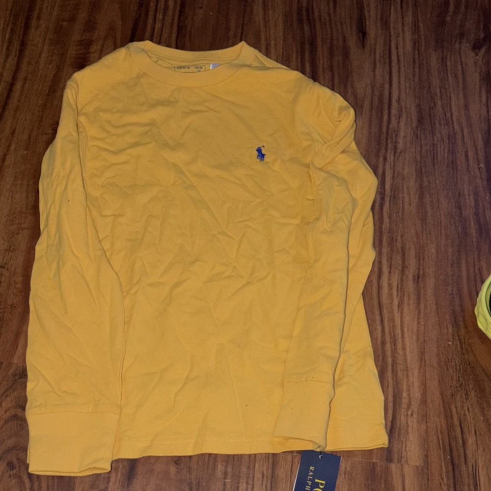 Polo Ralph Lauren Men's Yellow Long Sleeve Cotton Jersey Logo T-Shirt