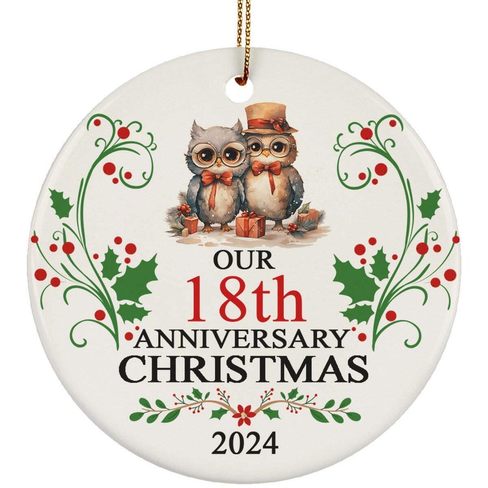 Vintage Owl Couple Ornament Our 18th Anniversary Christmas 18 Year Together Gift
