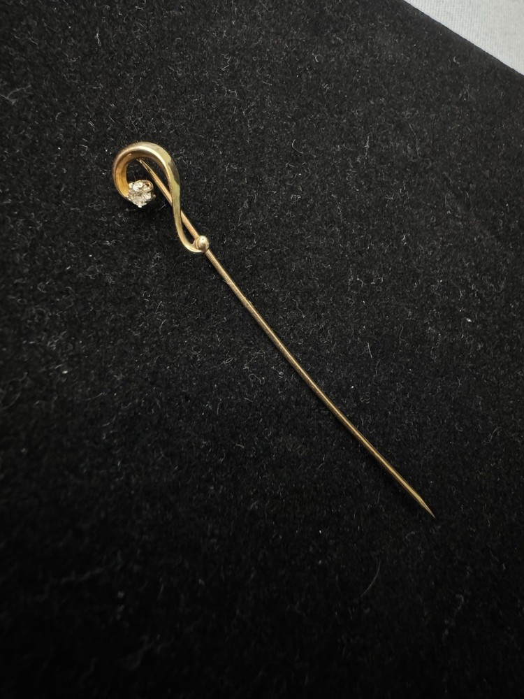 14 Karat Yellow Gold Lapel Stick Pin Question Mark Style 2 1/4 inches