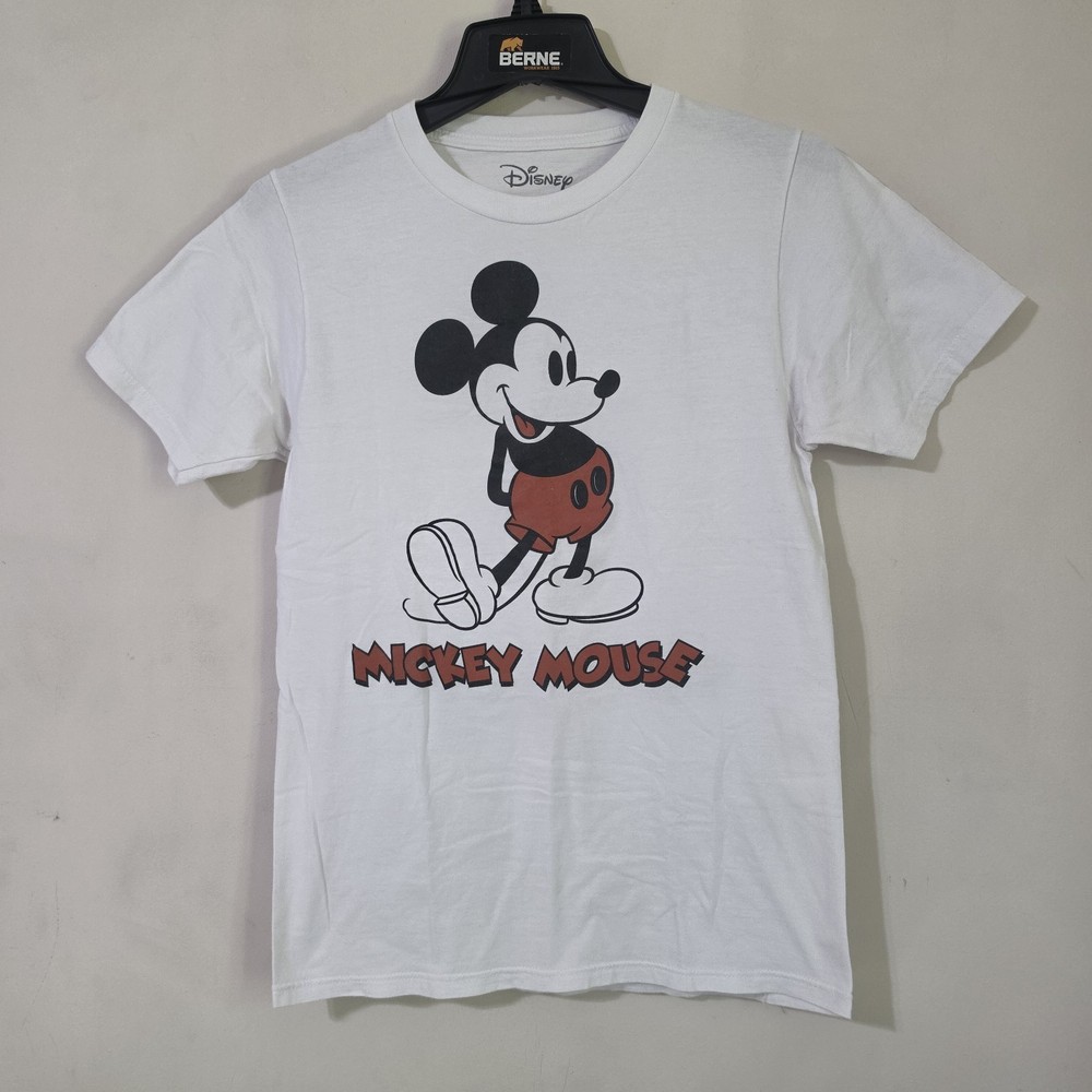 Disney Mickey Mouse Women's Small Crewneck White Graphic Cotton T-Shirt