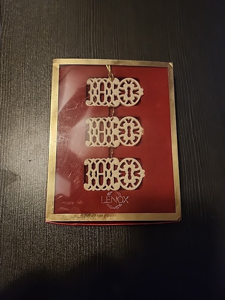 Vintage Lenox Porcelain Ho Ho Ho Christmas Ornament in Original Box