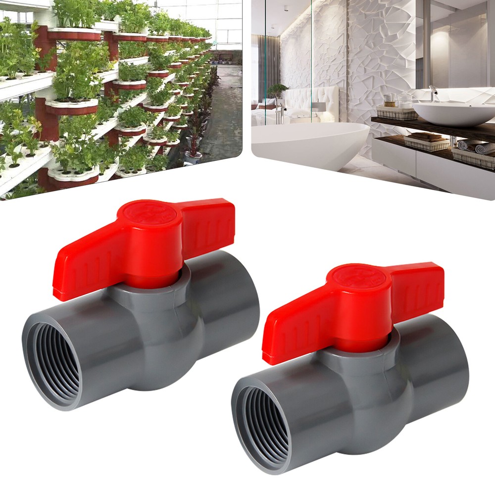 2PCS PVC Ball Valves 2 Inch Inner Hole T-shaped Handle Water Air Liquid Valve
