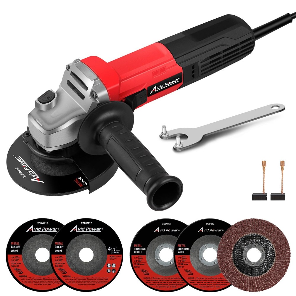 7.5-Amp 4-1/2 inch Angle Grinder Electric Power Tool with Grinding Accessories