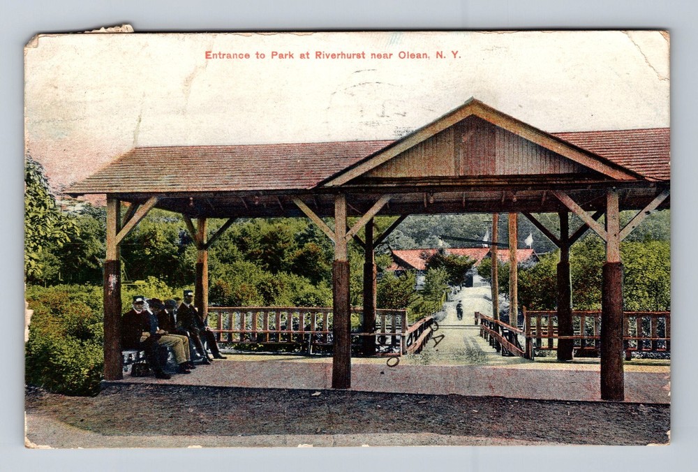 Olean NY-New York, Entrance to Park at Riverhurst, Vintage c1910 Postcard