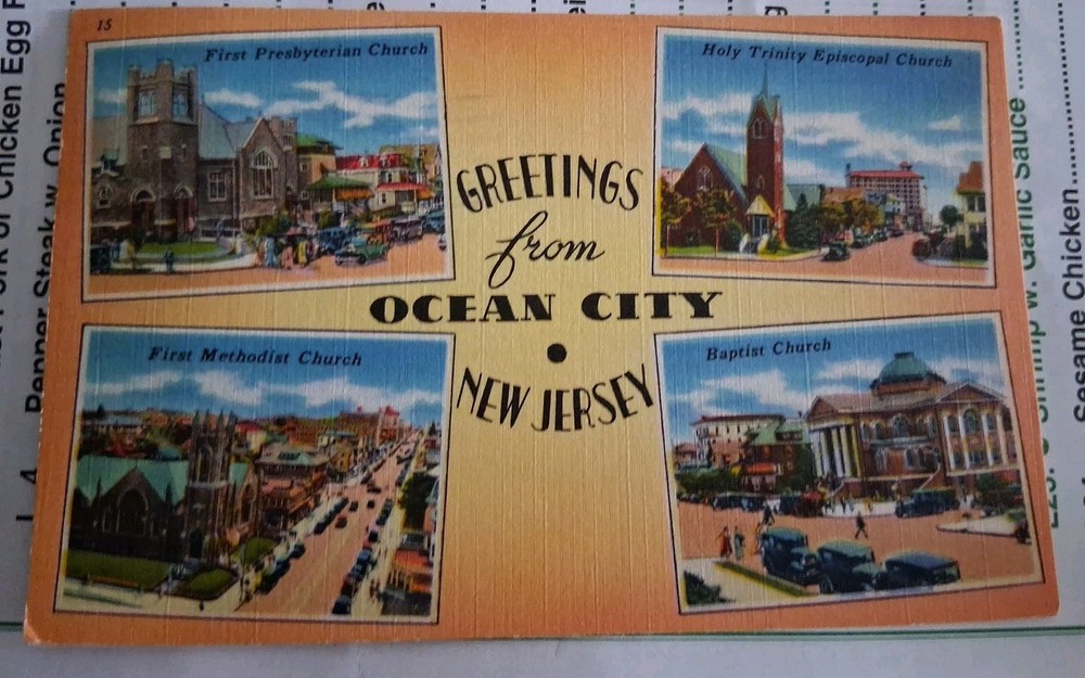 Greetings From Ocean City New Jersey Nj Vintage Linen Postcard