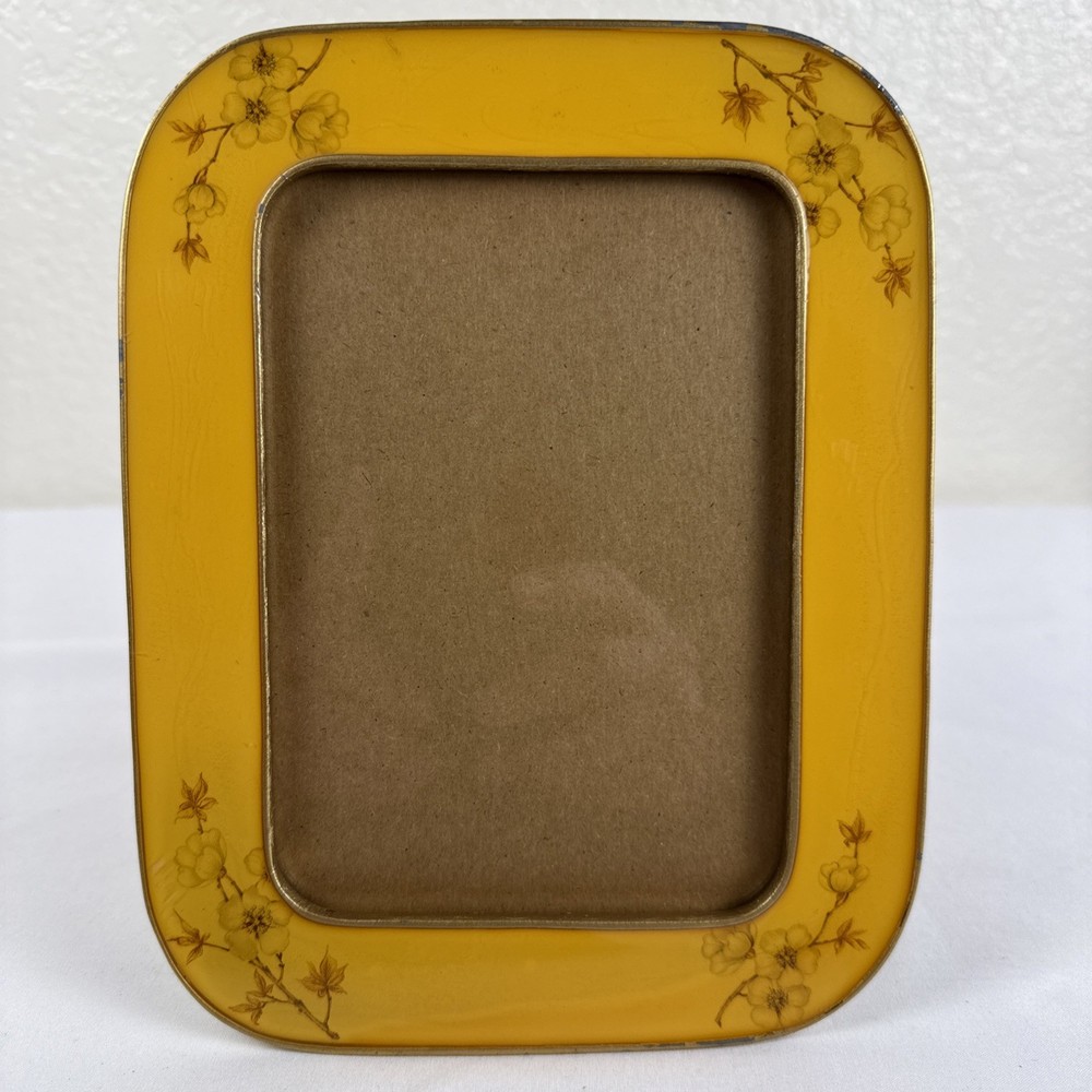 Enameled Yellow Floral Photo Vintage Frame Accommodates 4 “x 6 “ Photo New York-image