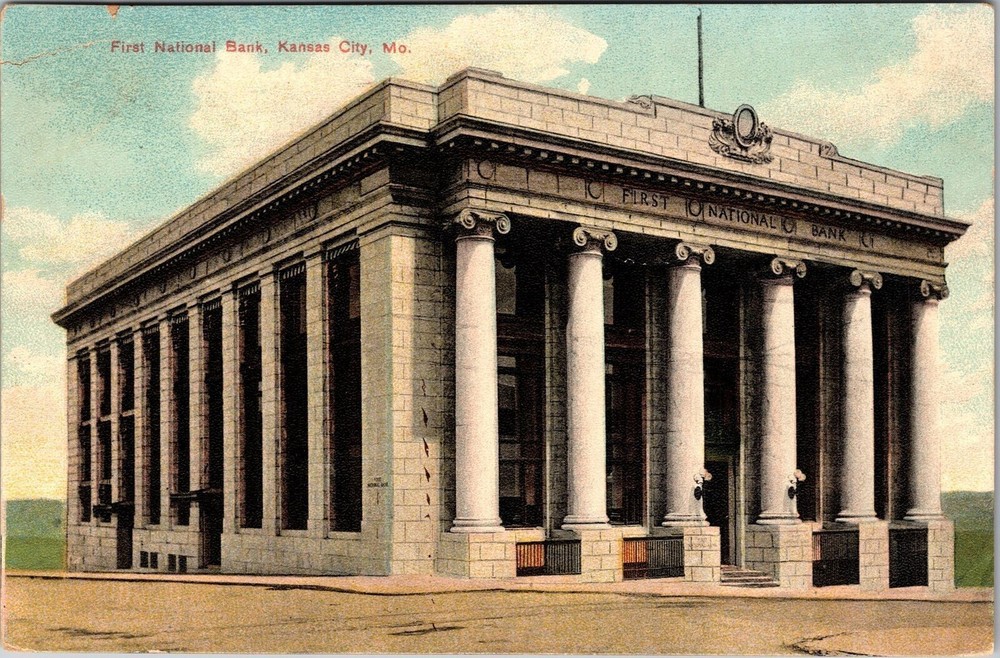 Kansas City MO-Missouri, First National Bank, Vintage Postcard
