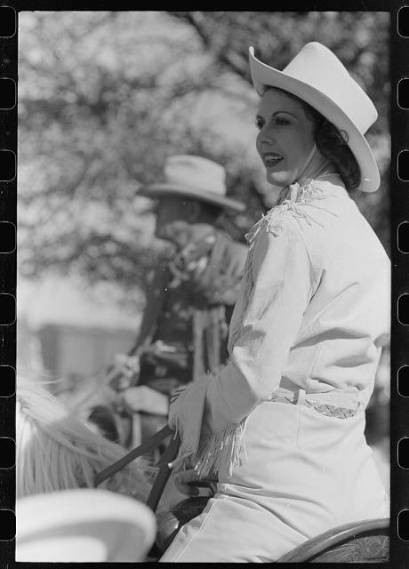 Photo:Cowgirl Woman on Horseback 1930s Western Riding Portrait