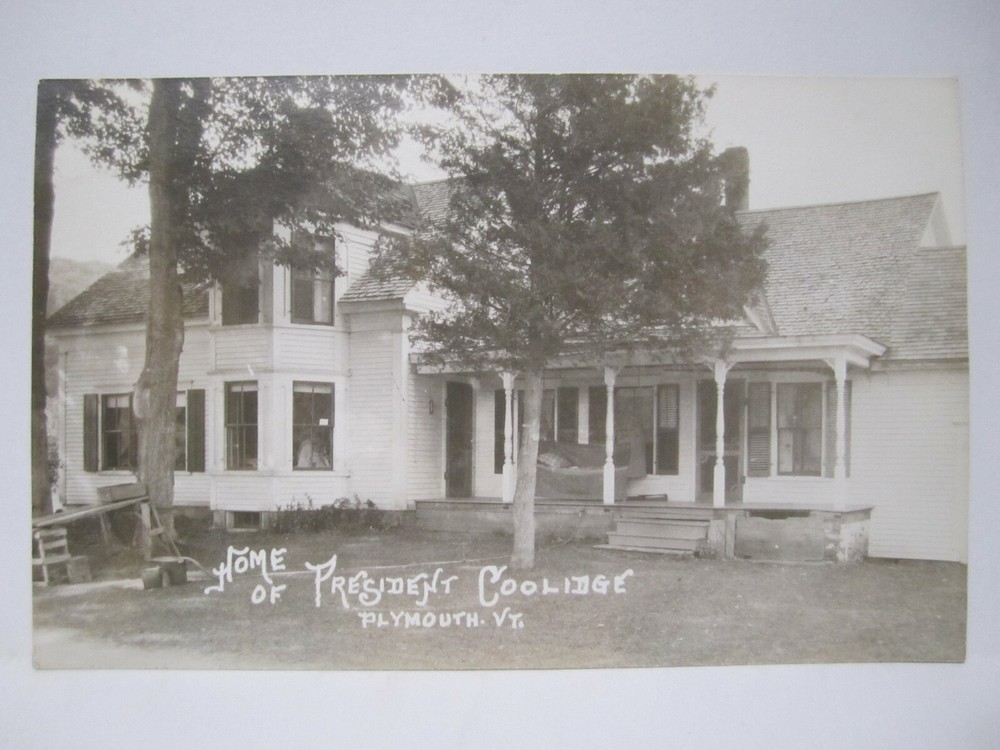 CALVIN COOLIDGE BOYHOOD HOME REAL PHOTO POSTCARD PLYMOUTH VT VERMONT 1930s RPPC