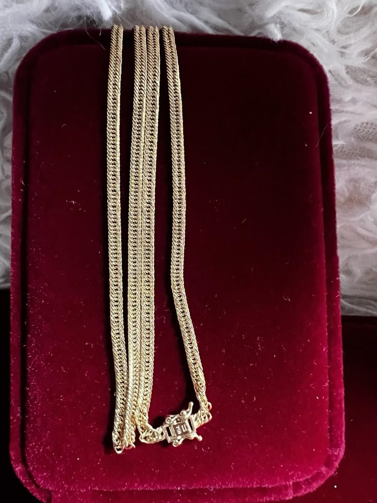 Solid 18k Custom Made Yellow Gold Japan Chain 16” Long With Triple Secure Lock