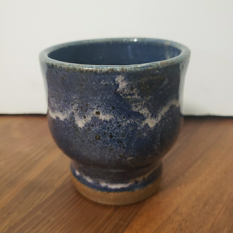 Studio Art Pottery Vase Cup Chalice Blue Glaze