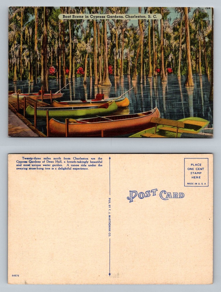 Charleston, SC-South Carolina, Cypress Water Gardens Dean Hall Vintage Postcard