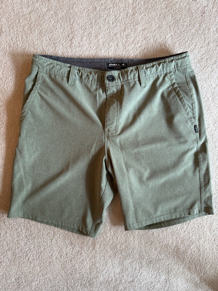O’Neill Hybrid Shorts Mens 36 Green Chino Golf Swim Stretch Performance Pockets