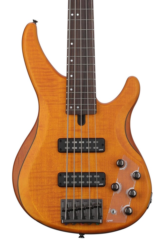 Yamaha TRBX605FM 5 String Bass Guitar Matte Amber Finish High Quality Sound and Playability