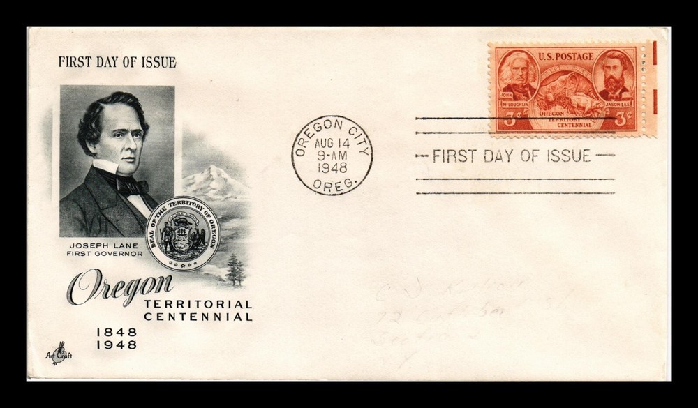 Dr Jim Stamps US First Day Cover 3c Oregon Territory Centennial ArtCraft Cachet