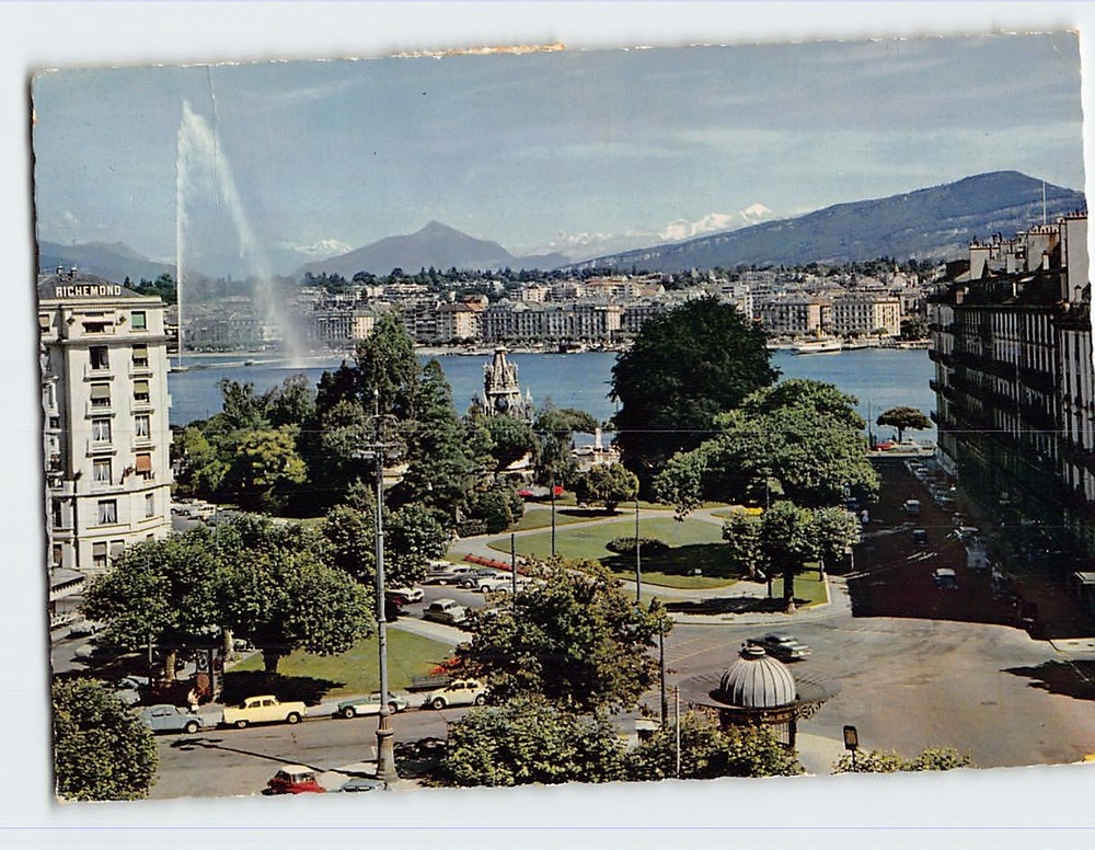 Postcard La Place des Alpes et le Mont Blanc Geneva Switzerland