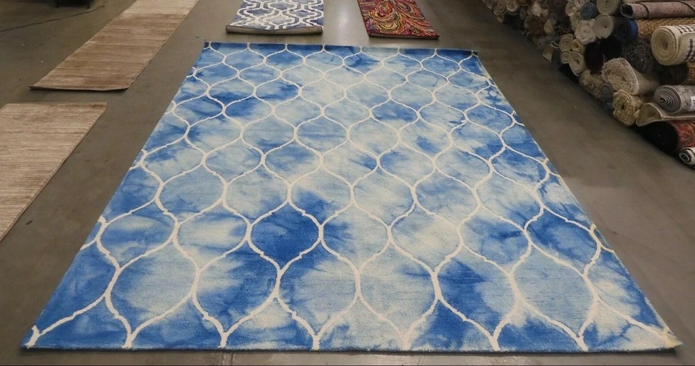 BLUE / IVORY 8' X 10' Back Stain Rug, Reduced Price