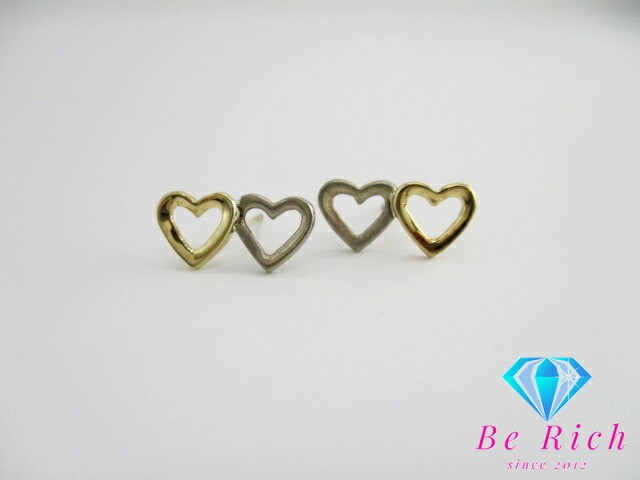 Tiffany Co Double Heart 18K Gold and Sterling Silver Logo Earrings