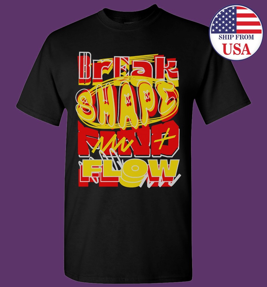 Abstract Typography T-Shirt Break Shape Find Flow Graphic Tee Modern Art Top-image