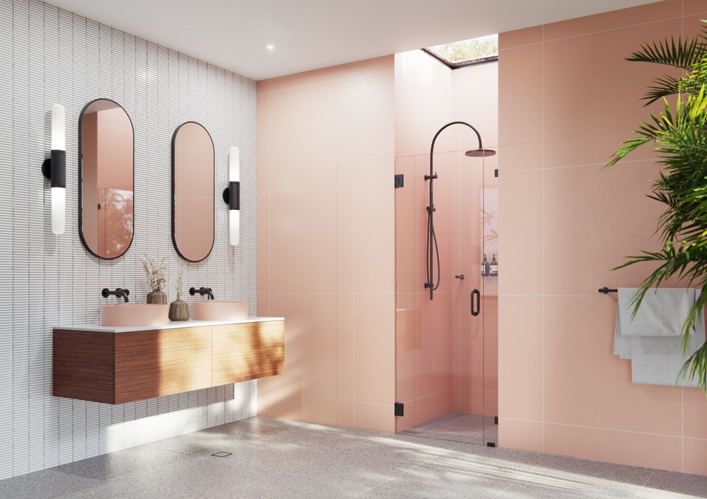 Illume 78x34 Frameless Black Hinged Shower Door by Glass Warehouse