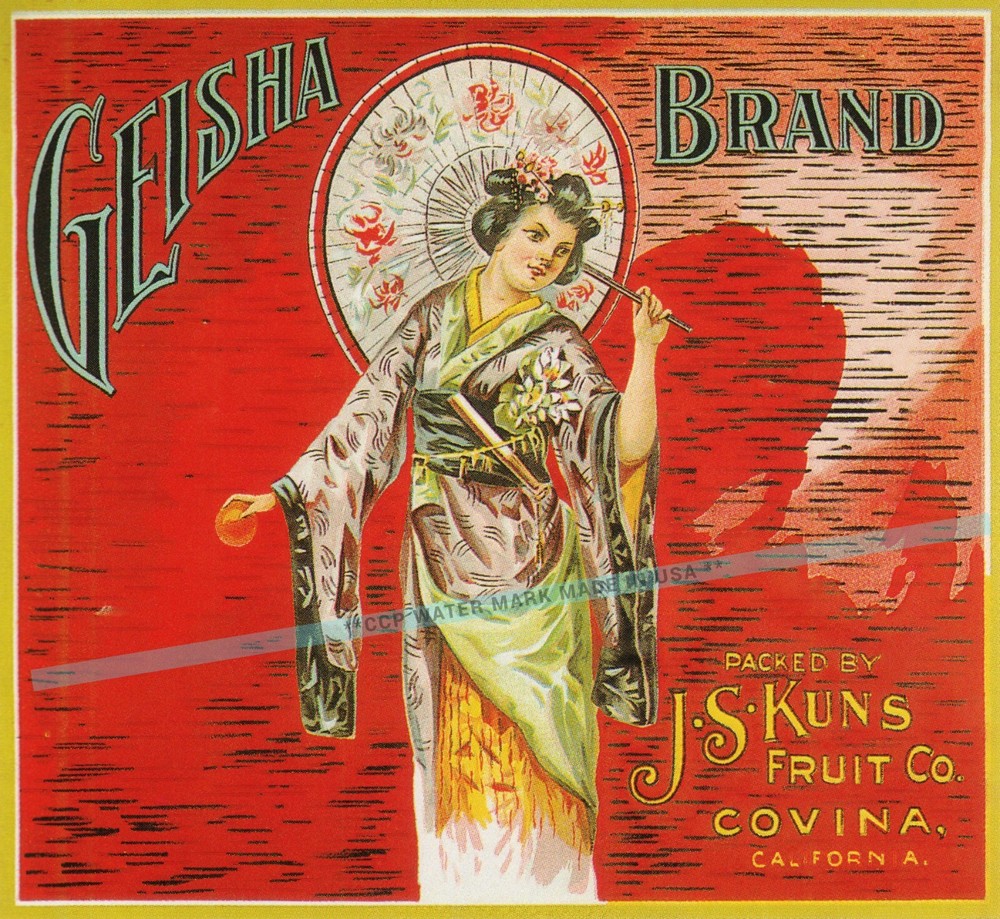 Geisha Brand Orange Crate Label Vintage Retro Style Wall Art Poster Print  