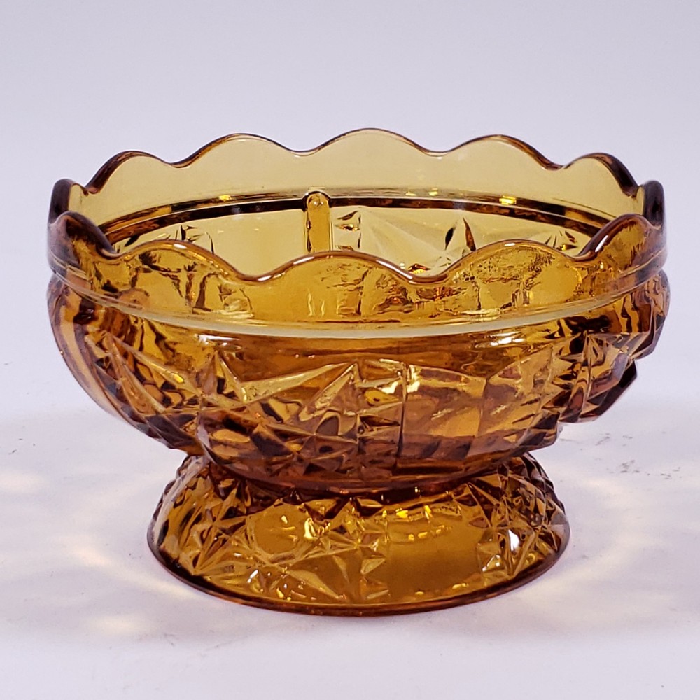 Vintage INDIANA GLASS Amber Stars and Bars Fairy Lamp Votive Holder BASE ONLY