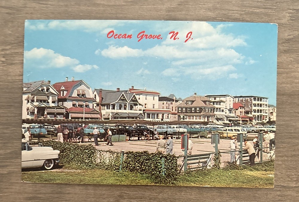 OCEAN GROVE New Jersey Shuffleboard Court Boardwalk 1950s Vintage Postcard