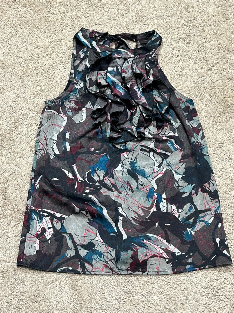 The Limited Womens Shirt Size XS Multicolor Print Ruffle Flowy Classic Dressy