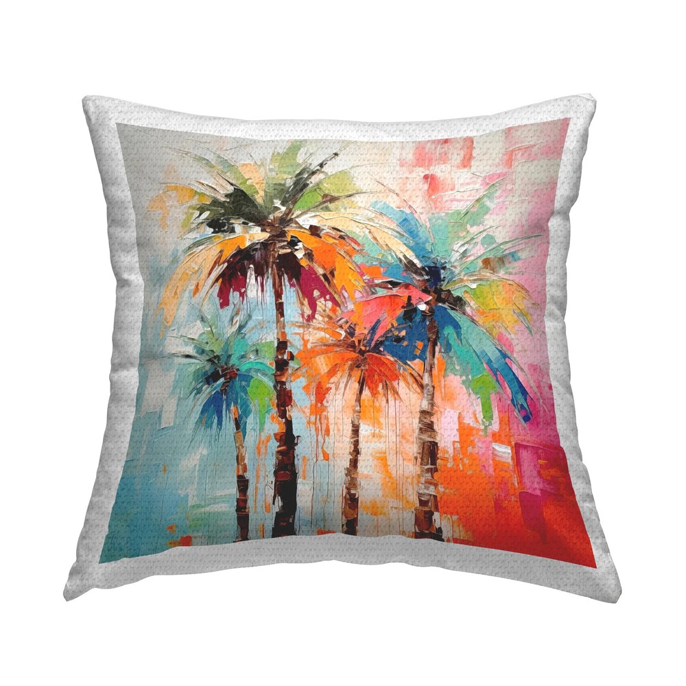 Abstract Multi-Color Hued Palms Outdoor Printed Pillow 18x18-image