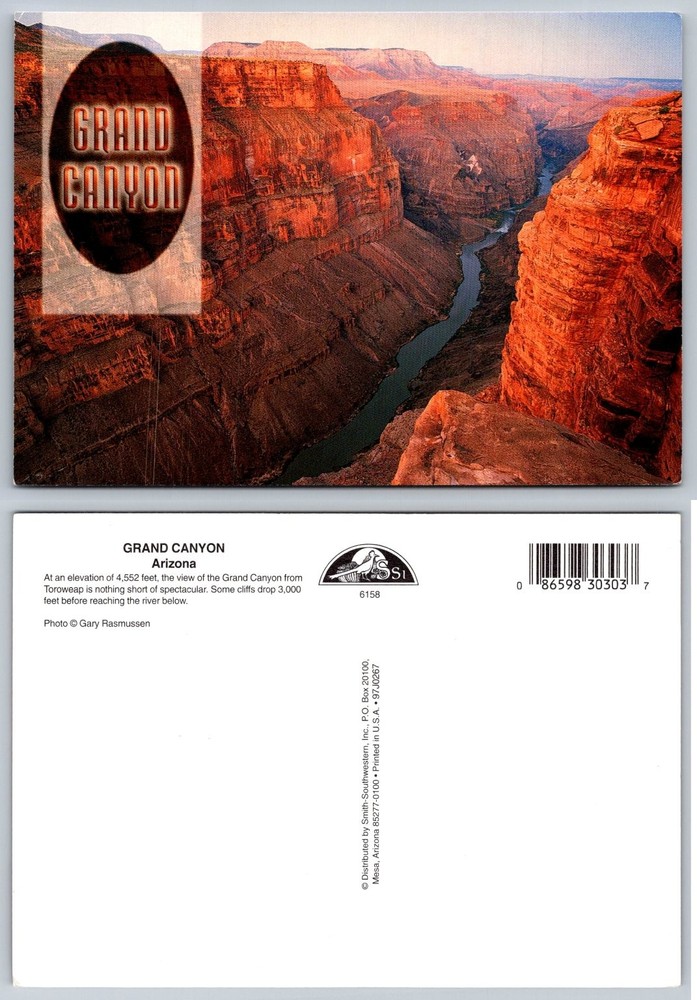 Grand Canyon Toroweap Overlook Arizona Postcard Scenic Colorado River View