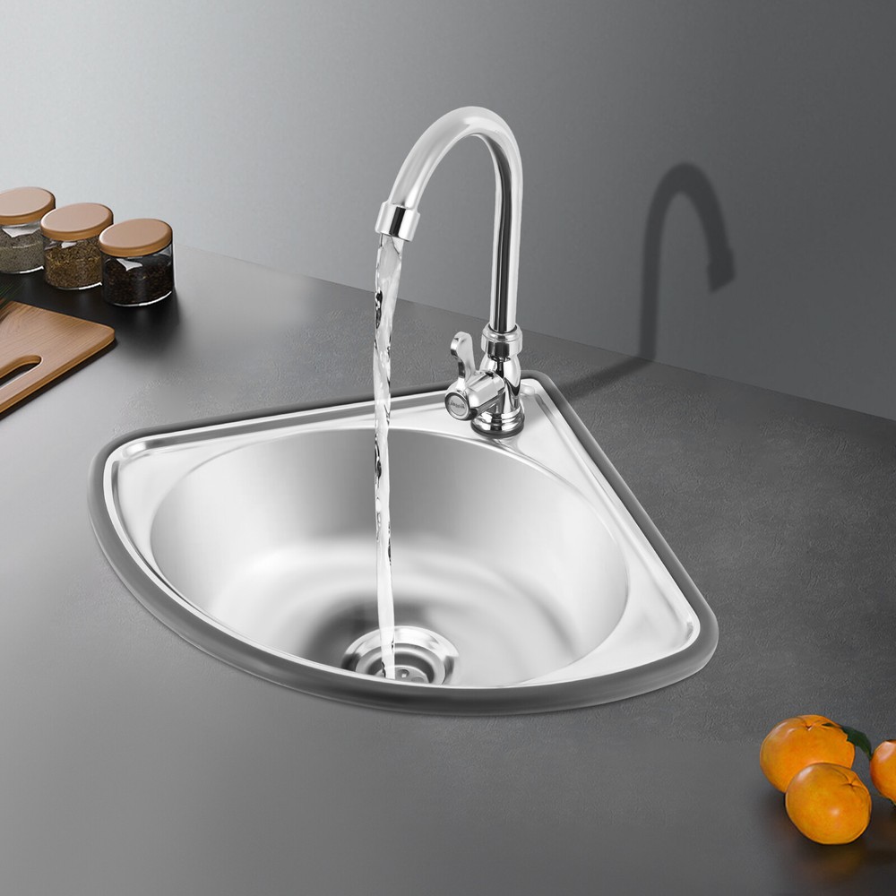 Corner Triangle Bar Sink Stainless Steel with Faucet Small Wash Basin
