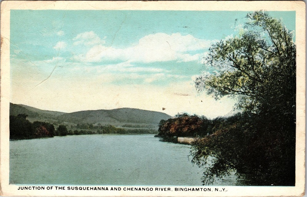 Binghamton NY-New York Junction Susquehanna & Chenango River Vintage Postcard