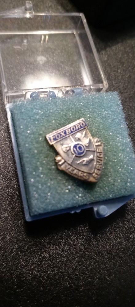 Sterling Silver 2.2g, Foxboro 10 Year Loyal Service Pin w/Initials, New in box