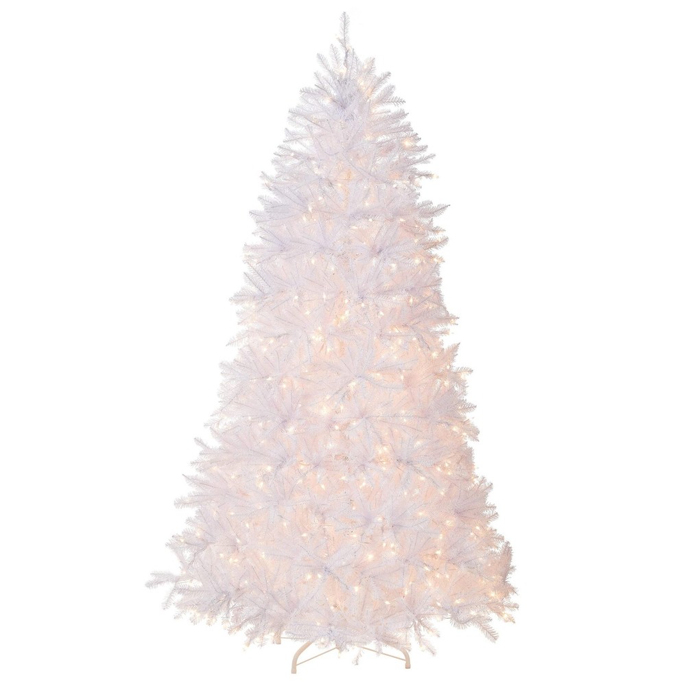 7.5 ft. Pre-Lit Dunhill Fir White Tree with Clear Lights, Plug-In