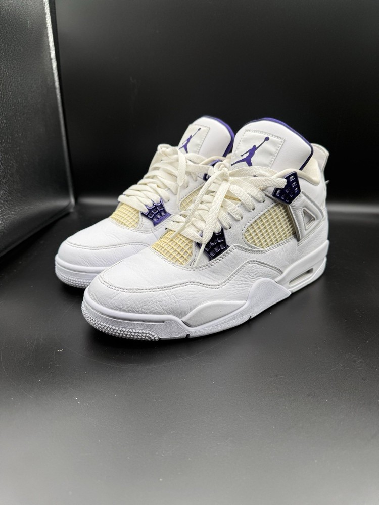 Nike Air Jordan 4 IV Retro Sneakers Purple Metallic White, Size 9.5m CT8527-115