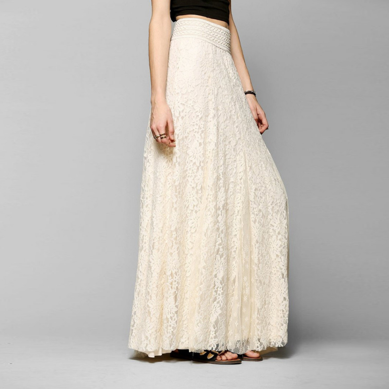Slim And Slim High Waist Hollow Lace Skirt Medium Length Large Swing Umbrella