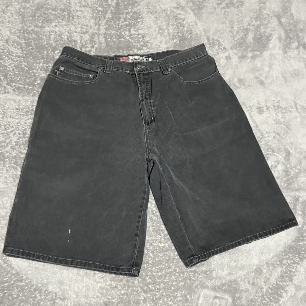 Vintage Bugle Boy 7M Black Denim Shorts Jorts Men’s 36 W 90s Y2K Grunge Skater