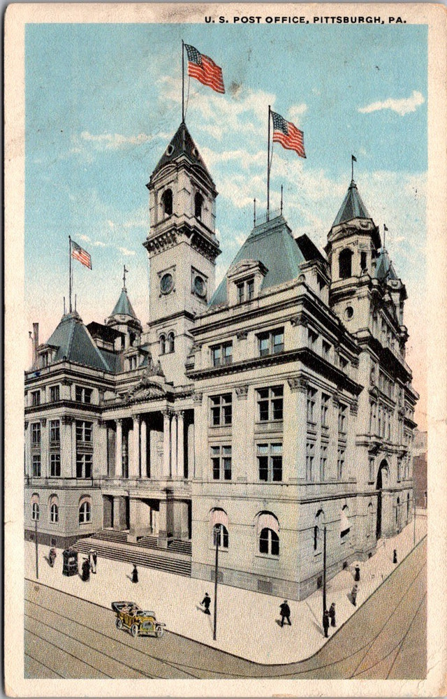 Vintage Pittsburgh PA Postcard – U.S. Post Office Color View – Early 1900s