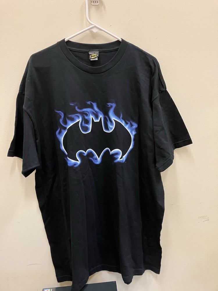 Batman Vintage Blue Flame Logo Tshirt XL by Warner Bros
