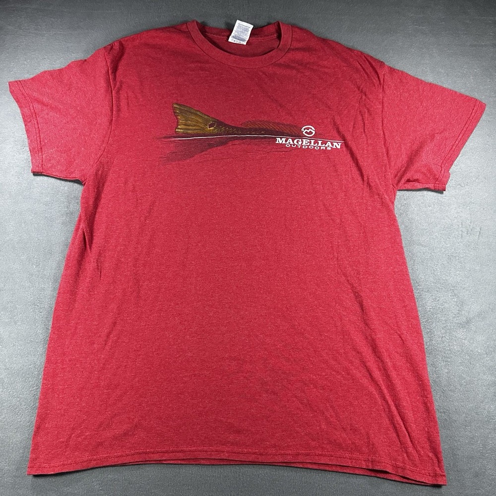 Magellan Outdoors Mens L Red Graphic T Shirt Fish