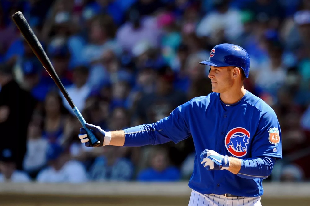 GLOSSY PHOTO PICTURE 4x6 Anthony Rizzo Chicago Cubs Blue