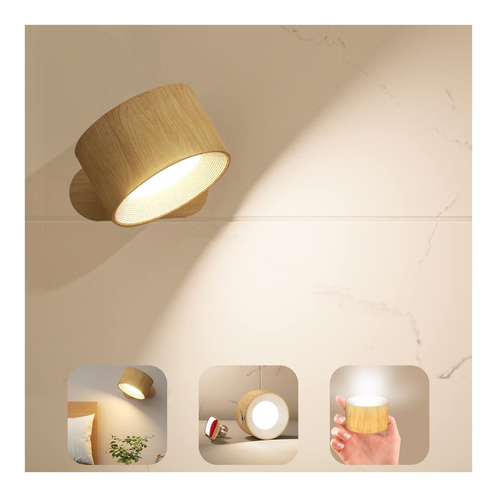 LED Sconces, Wall Mounted Lamps with Rechargeable Battery Operated USB Port 3...