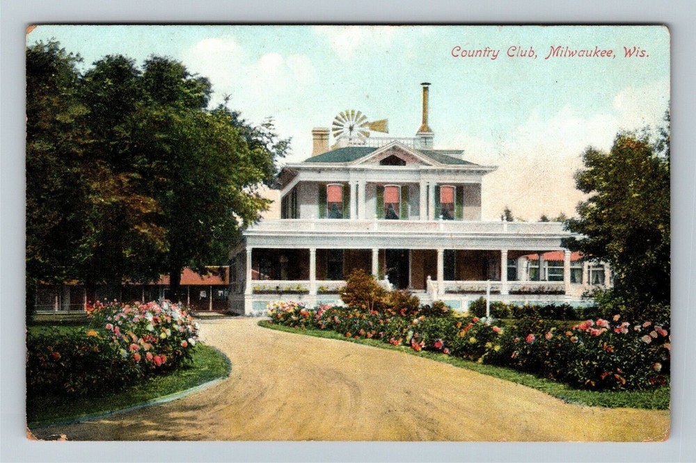 Milwaukee WI-Wisconsin, Country Club, Veranda Gardens Windmill Vintage Postcard